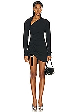 Dion Lee Safety Slider Gathered Dress in Black, view 1, click to view large image.