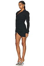 Dion Lee Safety Slider Gathered Dress in Black, view 3, click to view large image.