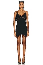 Dion Lee Lace Rib Cami Dress in Black, view 1, click to view large image.
