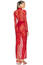Dion Lee Heart Loop Lace Dress in Dark Red, view 3, click to view large image.