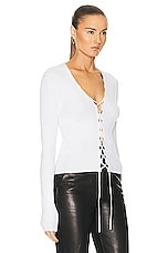 Dion Lee Bichrome Cardigan in White & Cream, view 2, click to view large image.