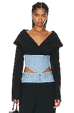Dion Lee Float Corset Blazer in Black & Cyan, view 1, click to view large image.