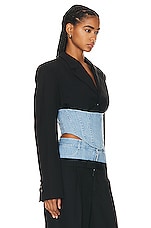 Dion Lee Float Corset Blazer in Black & Cyan, view 2, click to view large image.