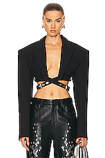 Dion Lee Constrictor Crop Jacket in Black, view 1, click to view large image.