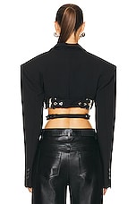 Dion Lee Constrictor Crop Jacket in Black, view 3, click to view large image.
