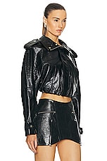 Dion Lee Crop Balloon Vinyl Jacket in Black, view 2, click to view large image.