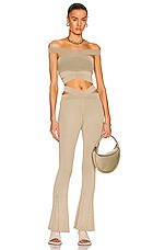 Dion Lee Cross Rib Pant in Sand & Military, view 4, click to view large image.