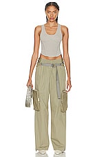 Dion Lee Belt Bag Blouson Pant in Sage, view 4, click to view large image.