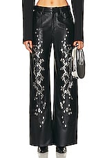 Dion Lee Studded Snakeskin Pant in Black, view 1, click to view large image.