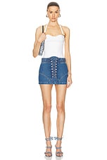 Dion Lee Hiker Boot Denim Mini Skirt in American Blue, view 4, click to view large image.