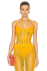 Dion Lee Coral Crochet Corset in Amber, view 1, click to view large image.