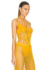 Dion Lee Coral Crochet Corset in Amber, view 2, click to view large image.