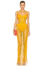 Dion Lee Coral Crochet Corset in Amber, view 4, click to view large image.
