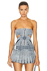 Dion Lee Darted Denim Corset in INDIGO, view 1, click to view large image.