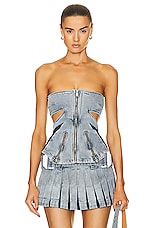 Dion Lee Darted Denim Corset in INDIGO, view 2, click to view large image.