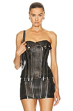 Dion Lee Biker Zip Corset Top in Burnished Black, view 1, click to view large image.
