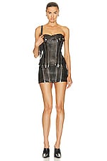 Dion Lee Biker Zip Corset Top in Burnished Black, view 4, click to view large image.