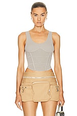 Dion Lee Sport Crochet Corset Top in Alloy, view 1, click to view large image.