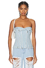 Dion Lee Denim Biker Corset Top in Cyan, view 1, click to view large image.