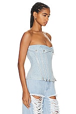 Dion Lee Denim Biker Corset Top in Cyan, view 2, click to view large image.