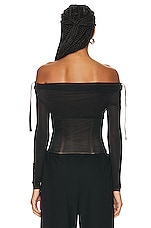 Dion Lee Hosiery Overlay Gathered Top in Black & Sandstone, view 3, click to view large image.