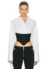 Dion Lee Internal Shirt Corset in White & Black, view 1, click to view large image.