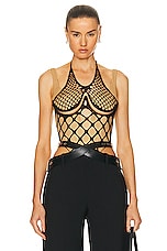 Dion Lee Fishnet Wire Corset Top in Black & Dune, view 1, click to view large image.