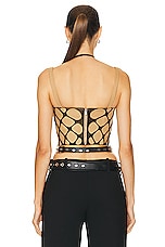Dion Lee Fishnet Wire Corset Top in Black & Dune, view 3, click to view large image.