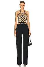 Dion Lee Fishnet Wire Corset Top in Black & Dune, view 4, click to view large image.