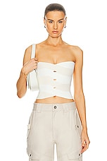 Dion Lee Interlocking Weave Bustier Top in Ivory & Ecru, view 1, click to view large image.