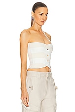 Dion Lee Interlocking Weave Bustier Top in Ivory & Ecru, view 2, click to view large image.