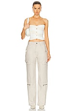 Dion Lee Interlocking Weave Bustier Top in Ivory & Ecru, view 4, click to view large image.