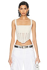 Dion Lee Crochet Suspend Corset Top in Ecru, view 1, click to view large image.