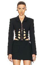 Dion Lee Cage Corset Blazer Top in Black, view 1, click to view large image.