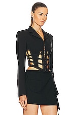 Dion Lee Cage Corset Blazer Top in Black, view 2, click to view large image.