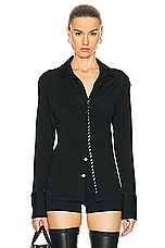 Dion Lee Studded Placket Shirt in Black, view 1, click to view large image.