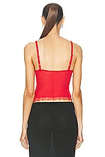 Dion Lee Lace Rib Garter Tank Top in Red, view 3, click to view large image.