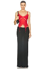 Dion Lee Lace Rib Garter Tank Top in Red, view 4, click to view large image.