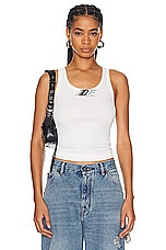 Dion Lee Dle Lace Rib Tank Top in Ivory & Black, view 1, click to view large image.