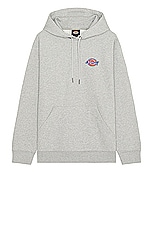 Dickies Chest Hit Logo Hoodie in Heather Gray, view 1, click to view large image.