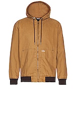 Dickies Hooded Duck Canvas Jacket in Stonewashed Brown Duck, view 1, click to view large image.