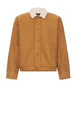 Dickies Textured Fleece Lined Duck Canvas Jacket in Stonewashed Brown Duck, view 1, click to view large image.
