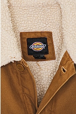 Dickies Textured Fleece Lined Duck Canvas Jacket in Stonewashed Brown Duck, view 3, click to view large image.