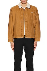 Dickies Textured Fleece Lined Duck Canvas Jacket in Stonewashed Brown Duck, view 4, click to view large image.