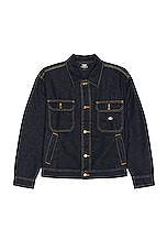 Dickies Madison Denim Jacket in Rinsed Indigo Blue, view 1, click to view large image.