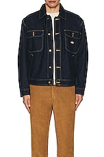 Dickies Madison Denim Jacket in Rinsed Indigo Blue, view 3, click to view large image.
