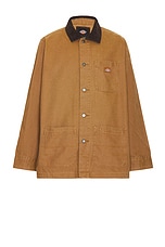 Dickies Duck Unlined Chore Coat in Stonewashed Brown Duck, view 1, click to view large image.