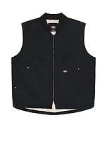 Dickies Duck Fleece Lined Vest in Stonewashed Black, view 1, click to view large image.