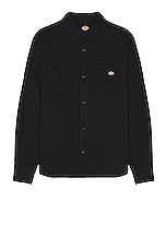 Dickies Duck Canvas Long Sleeve Shirt in Stonewashed Black, view 1, click to view large image.