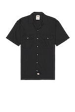 Dickies Original Twill Short Sleeve Work Shirt in Black, view 1, click to view large image.